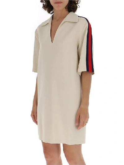 Shop Gucci Stripe Trim Oversize Shirt In Gardenia/mix