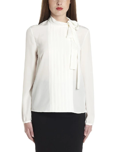 Shop Red Valentino Pleated Detail Blouse In White