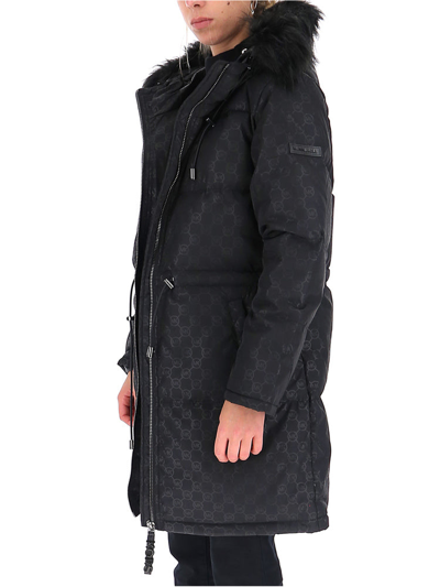 Shop Michael Michael Kors Monogram Printed Down Coat In Black