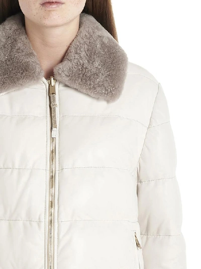 Shop Brunello Cucinelli Fur Trim Down Jacket In Beige