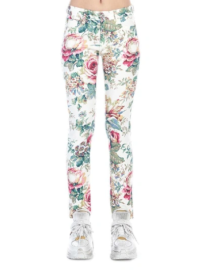Shop Junya Watanabe Floral Skinny Jeans In White