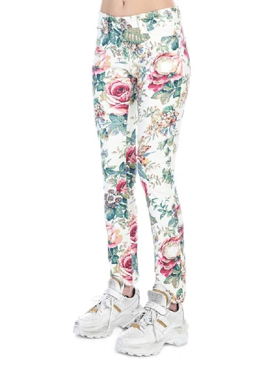 Shop Junya Watanabe Floral Skinny Jeans In White