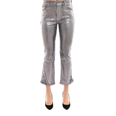 Shop J Brand Cropped Metallic Pants In Silver