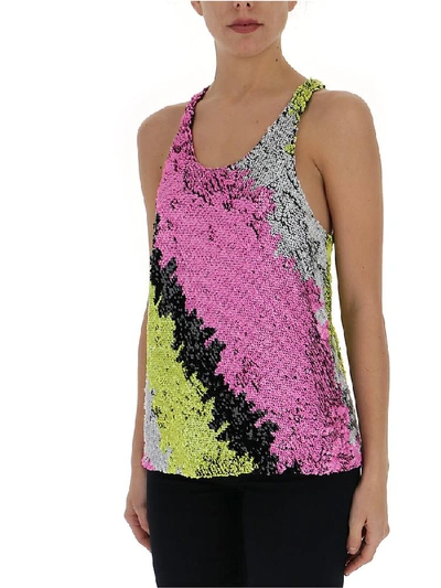 Shop Amen Sequined Colour Block Top In Multi