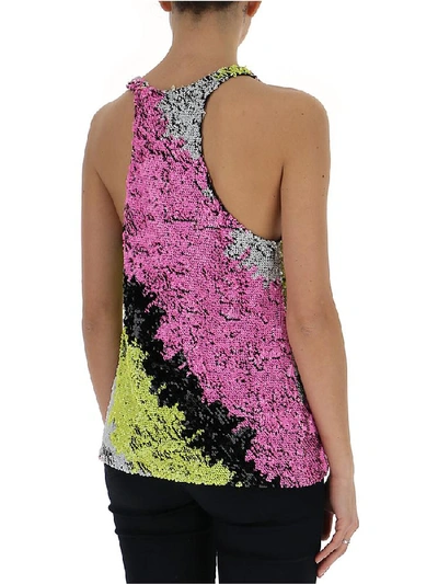 Shop Amen Sequined Colour Block Top In Multi