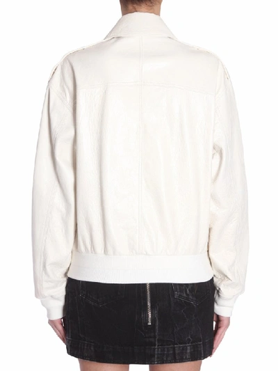 Shop Givenchy Front Pockets Leather Jacket In Ivory