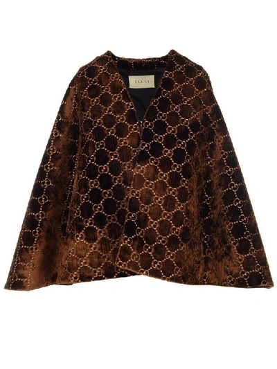 Shop Gucci Gg Velvet Cape In Multi