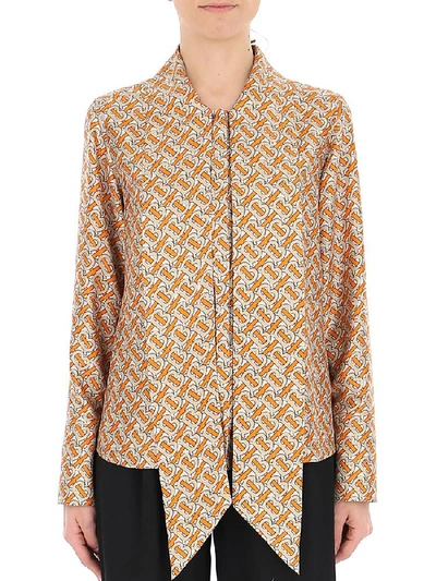Shop Burberry Logo Pussy Bow Blouse In Multi