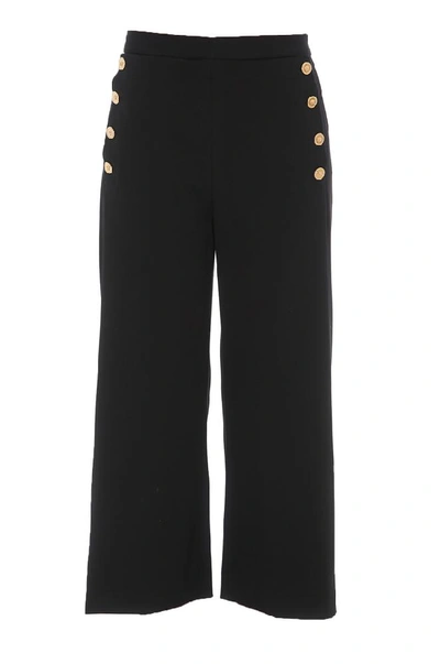 Shop Versace Medusa Buttons Cropped Trousers In Black