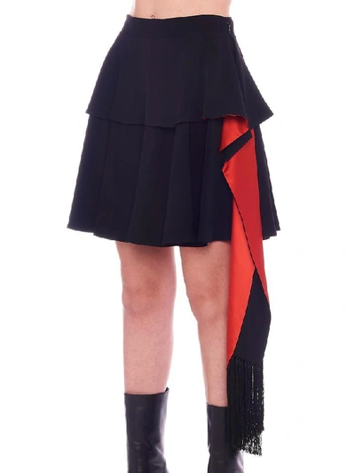 Shop Alexander Mcqueen Ruffled Asymmetric Mini Skirt In Black