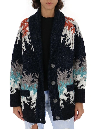Shop Missoni Colour Block Knitted Cardigan In Multi