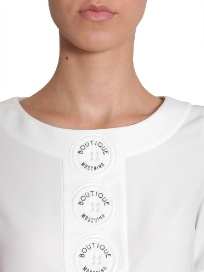 Shop Boutique Moschino Logo Button Detail T In White