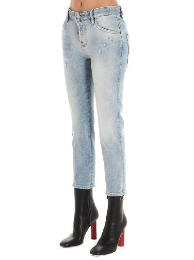 Shop Dsquared2 Cool Girl Logo Print Cropped Jeans In Blue