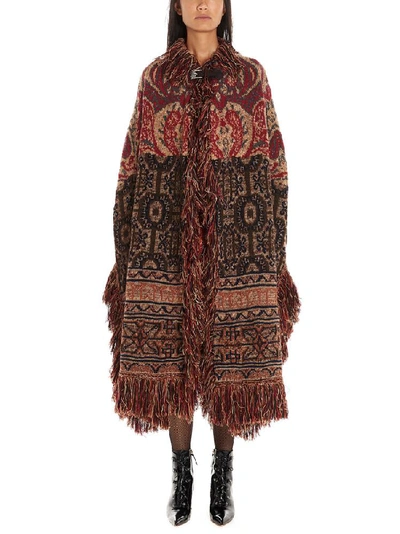 Shop Etro Fringed Embroidered Cape In Multi