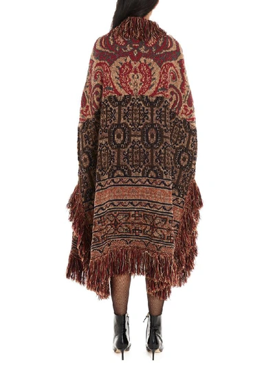 Shop Etro Fringed Embroidered Cape In Multi