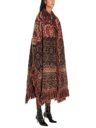 Shop Etro Fringed Embroidered Cape In Multi