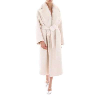 Shop Simonetta Ravizza Fur Trim Clutch Coat In White