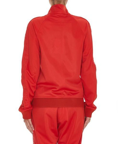 Shop Givenchy Zipped Logo Sweater In Rosso Brillante