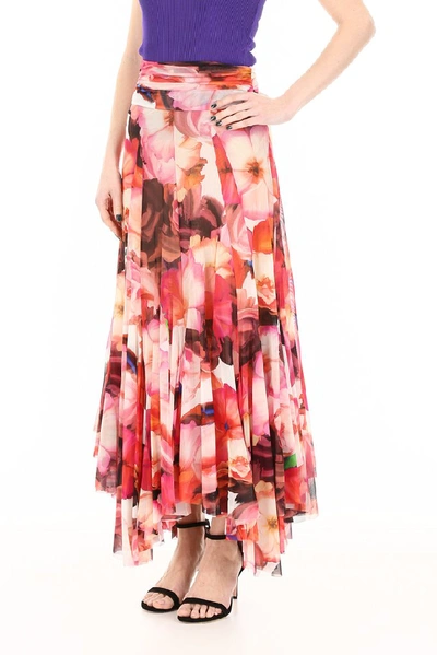 Shop Msgm Floral Printed Handkerchief Skirt In Multi
