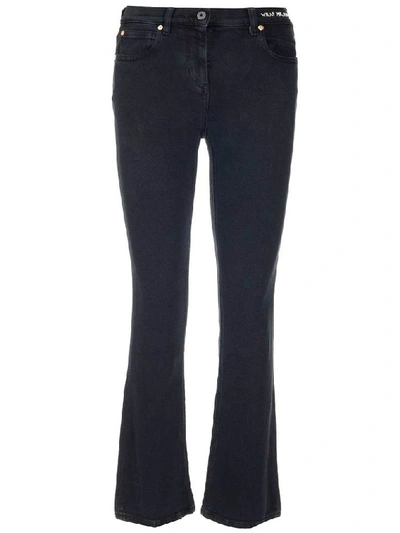 Shop Valentino Cropped Bootcut Jeans In Black