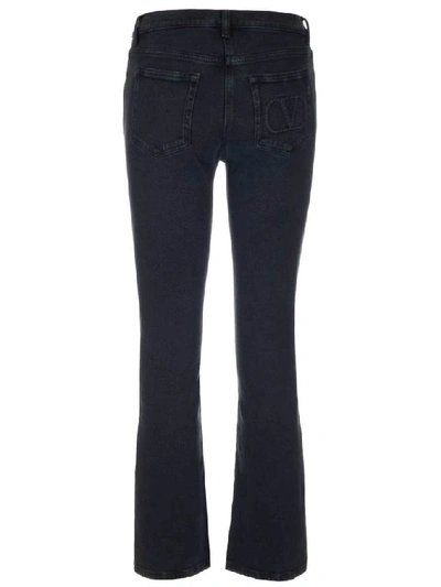 Shop Valentino Cropped Bootcut Jeans In Black
