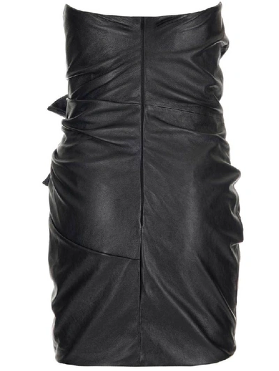 Shop Saint Laurent Bow Detail Asymmetric Hem Fitted Mini Dress In Black