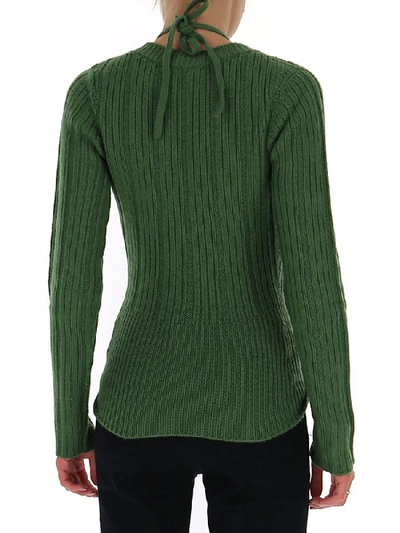 Shop Jacquemus Layered Cable Knit Jumper In Green