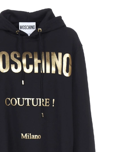Shop Moschino Couture Logo Print Hoodie In Black