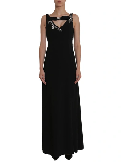 Shop Boutique Moschino Embellished Fitted Waist Maxi Dress In Black