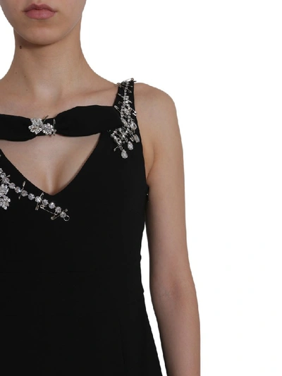 Shop Boutique Moschino Embellished Fitted Waist Maxi Dress In Black