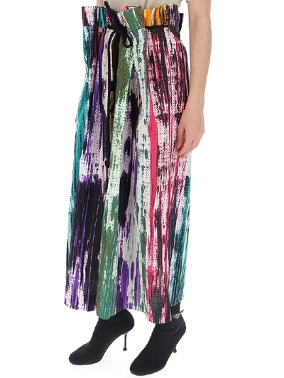 Shop Issey Miyake Patterned Drawstring Waist Skirt In Multi