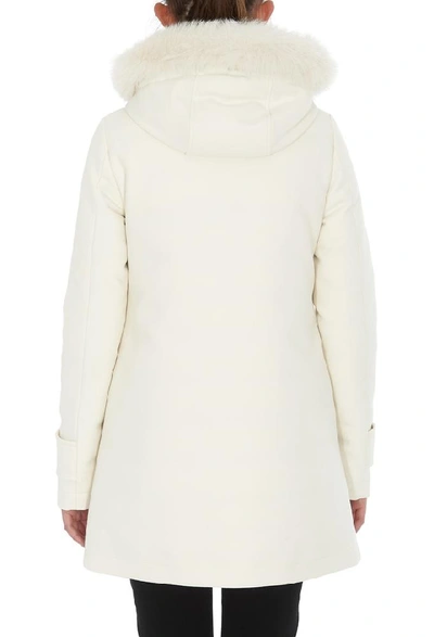 Shop Herno Fur Trimmed Hood Down Jacket In White