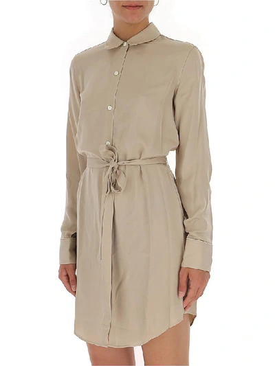 Shop Theory Belted Shirt Dress In Beige