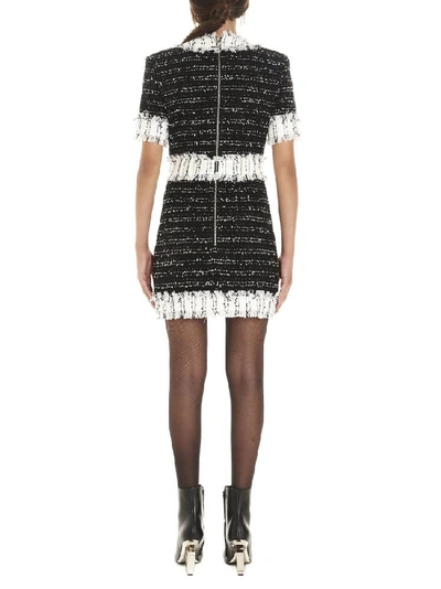 Shop Balmain Button Embellished Tweed Mini Dress In Multi