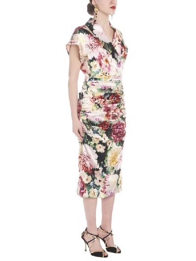 Shop Dolce & Gabbana Floral Midi Dress In Multi
