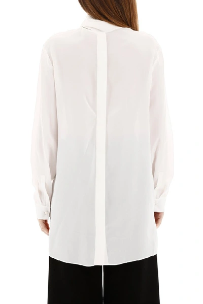 Shop Valentino X Undercover Rose Printed Neck Tie Blouse In White