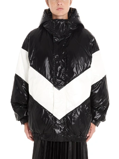 Shop Givenchy Contrasting Panel Hooded Down Jacket In Multi