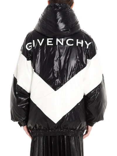 Shop Givenchy Contrasting Panel Hooded Down Jacket In Multi