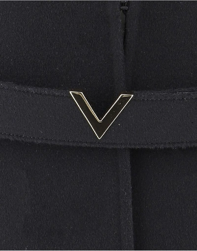 Shop Valentino Belted Logo Cape In Black
