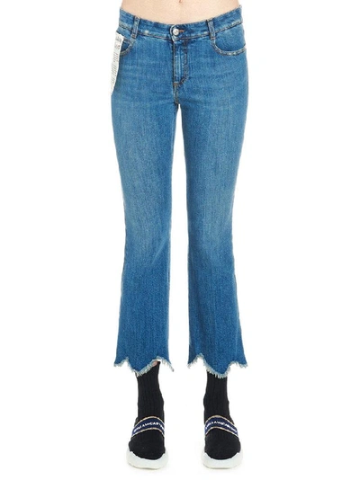 Shop Stella Mccartney Cropped Scalloped Hem Jeans In Blue