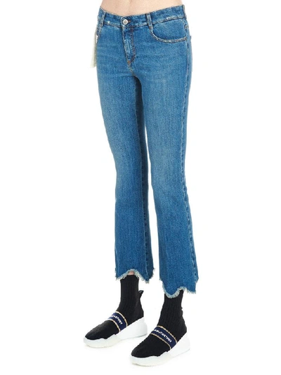 Shop Stella Mccartney Cropped Scalloped Hem Jeans In Blue