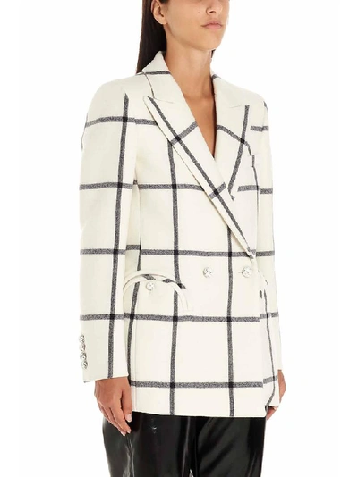 Shop Blazé Milano Checkered Print Double Breasted Blazer In Whit