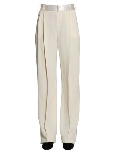 Shop Lanvin Contrast Stripe Detail Pants In Ivory