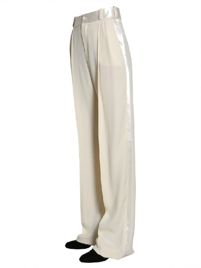 Shop Lanvin Contrast Stripe Detail Pants In Ivory