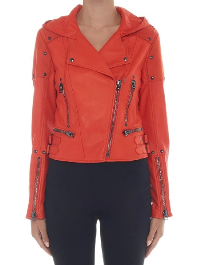 Shop Tom Ford Hooded Biker Jacket In Red