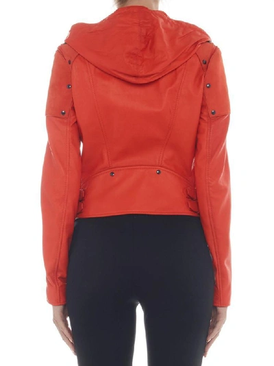 Shop Tom Ford Hooded Biker Jacket In Red