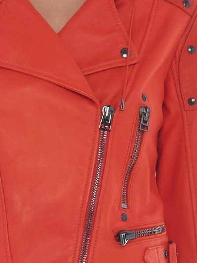Shop Tom Ford Hooded Biker Jacket In Red