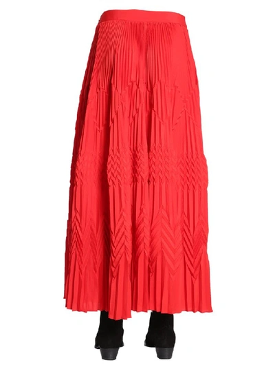 Shop Givenchy Long Pleated Skirt In Red