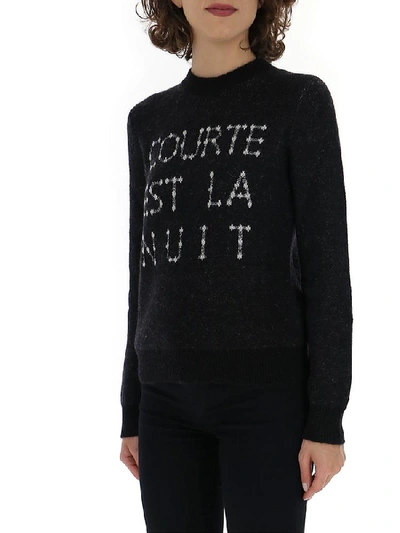 Shop Saint Laurent Slogan Knitted Sweatshirt In 1093