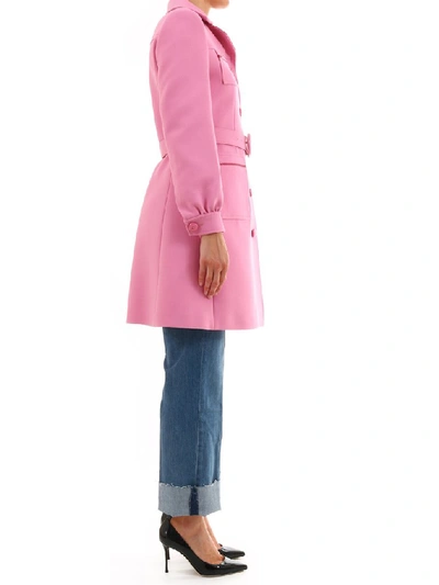 Shop Gucci Belted Gg Buckle Coat In Pink